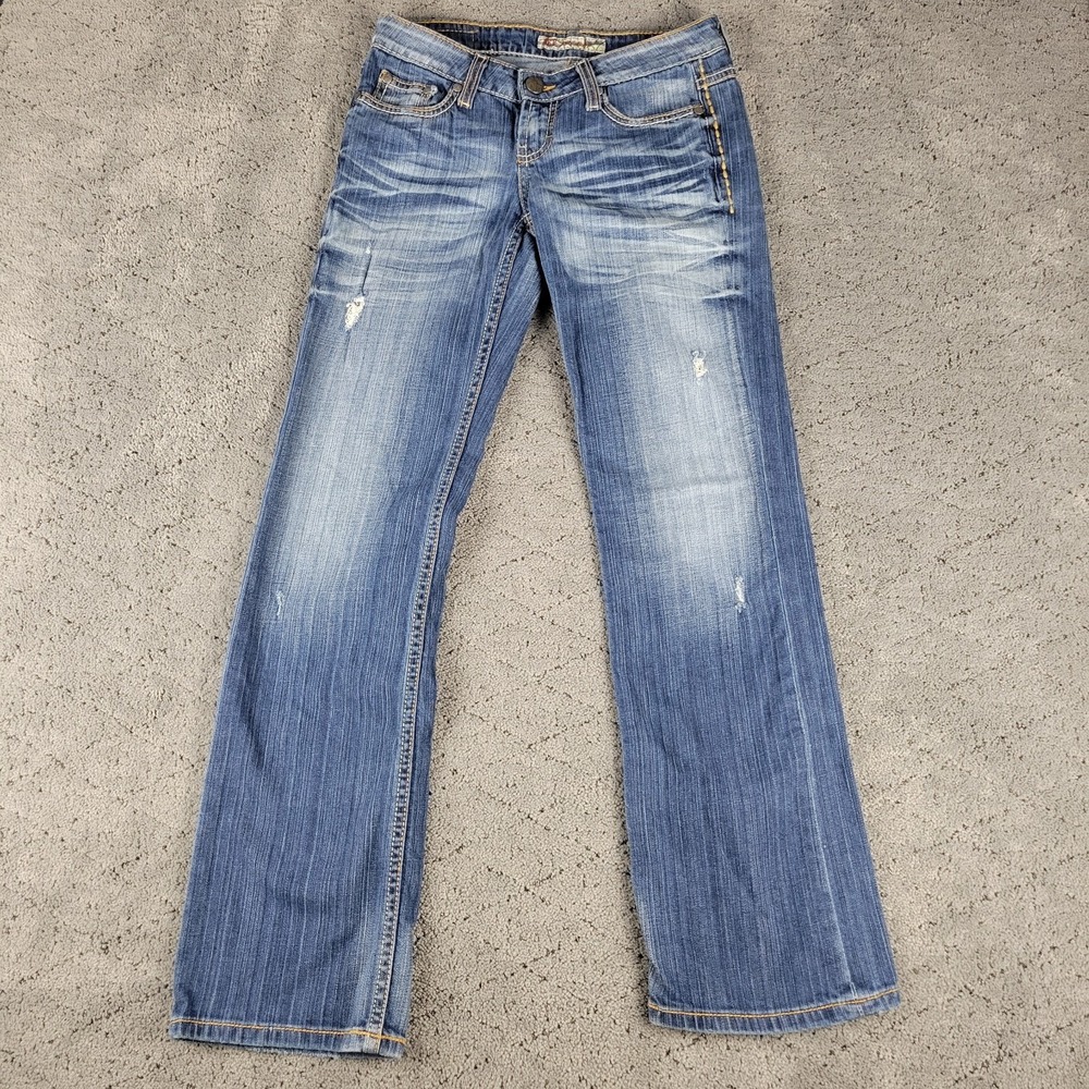 Buckle BKE Jeans Womens 25x31.5 Blue Tenley Bootcut Low Rise Whisker‎ Stretch